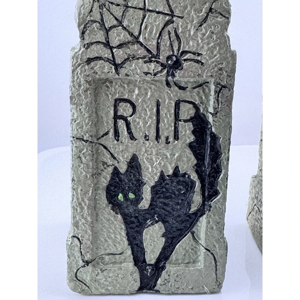 Target Halloween Tombstone Pillar Candles Set of 2 RIP Black Cat Haunted House